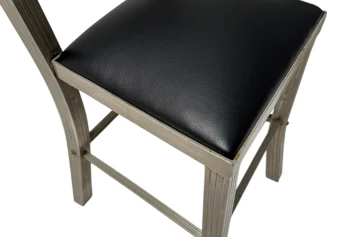 Two French Art Deco Side Chairs with Black Leather Seats, 1930s